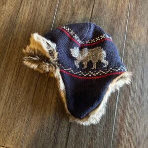 Kids’ Winter Trapper Hat with Faux Fur Lining – Cozy Knit Design with Animal Pat